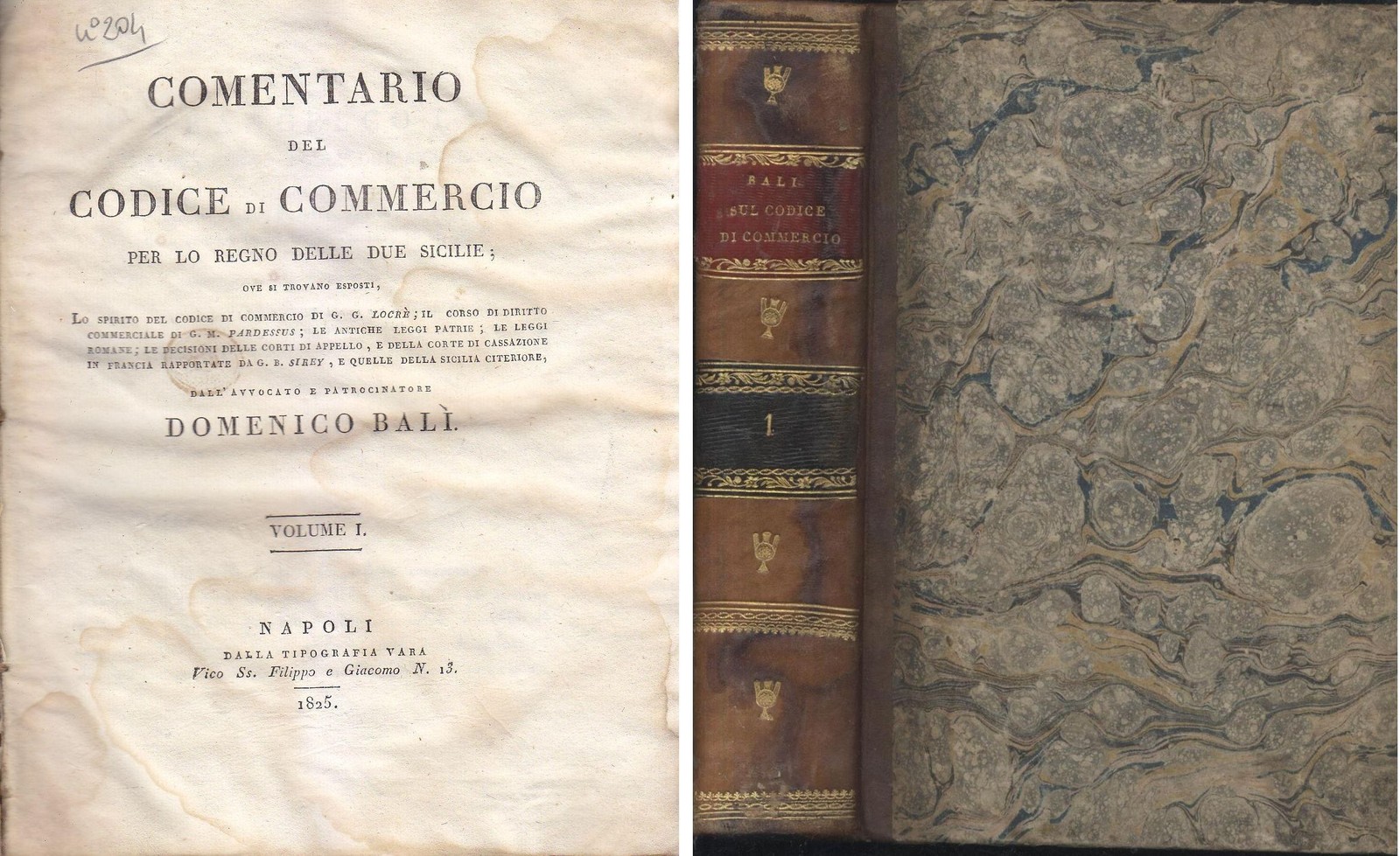 COMENTARIO CODICE DI COMMERCIO PER REGNO DELLE DUE SICILIE Vol …