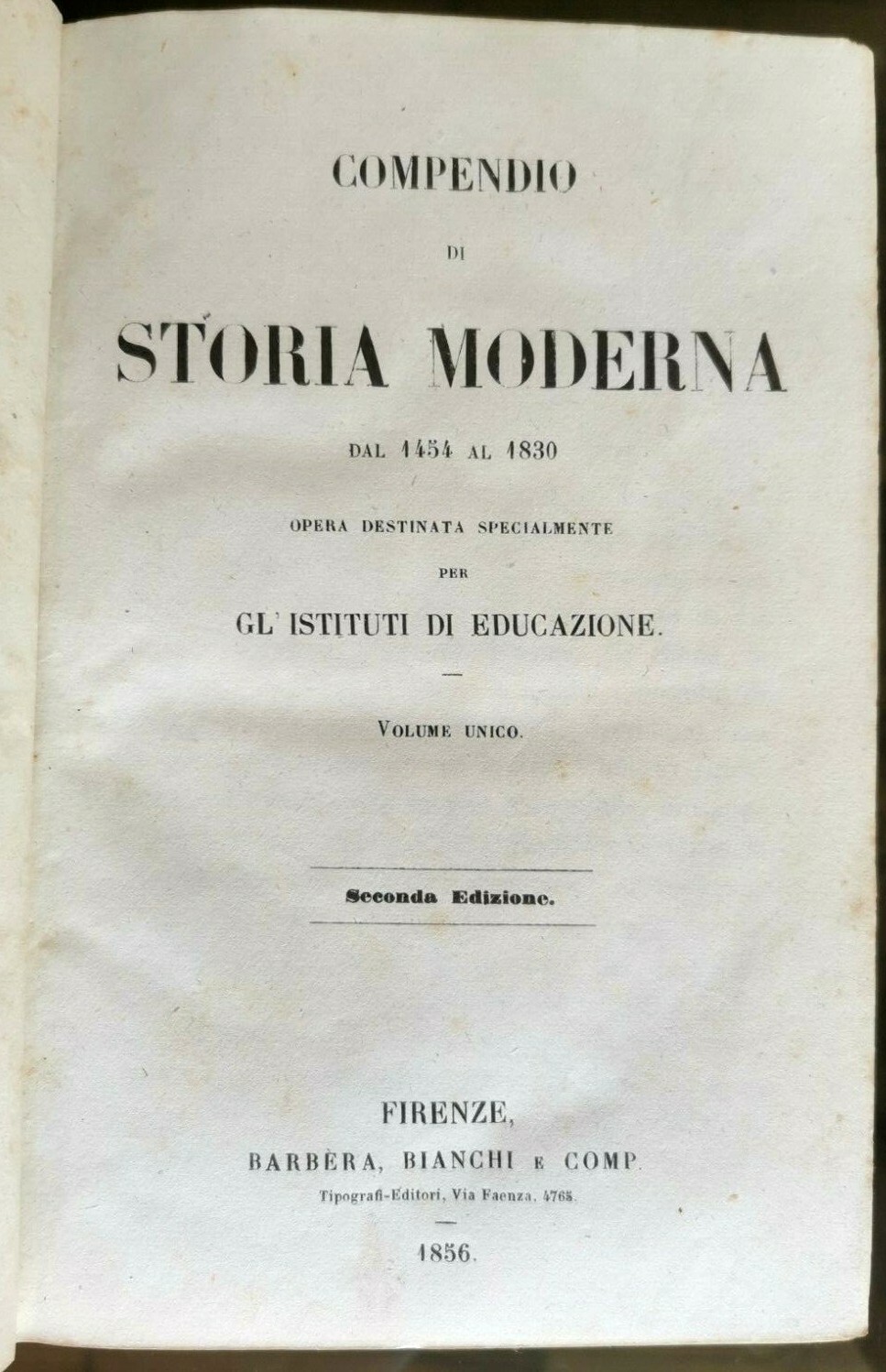 COMPENDIO DI STORIA MODERNA DAL 1454 AL 1830 libro scolastico …