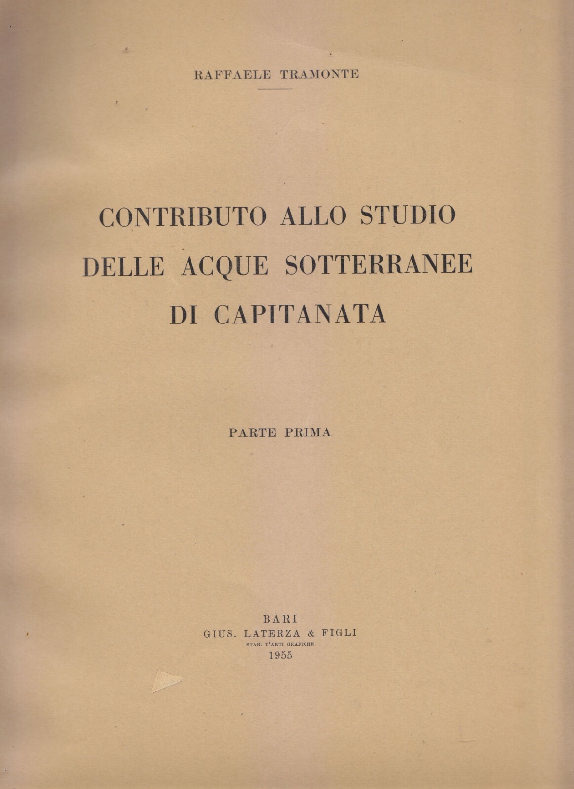 CONTRIBUTO ALLO STUDIO DELLE ACQUE SOTTERRANEE DI CAPITANATA 3 volumi …