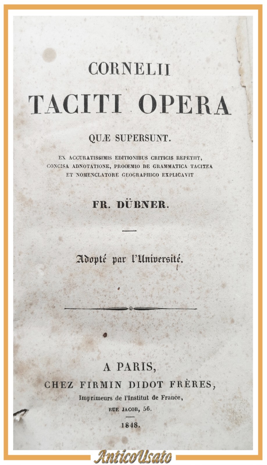 CORNELII TACITI OPERA QUAE SUPERSUNT 1848 Firmin Didot Frères Libro …