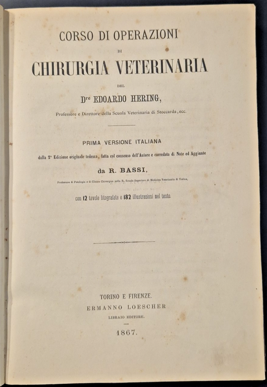 CORSO COMPLETO DI CHIRURGIA VETERINARIA di Edoardo Hering 1867 Libro …
