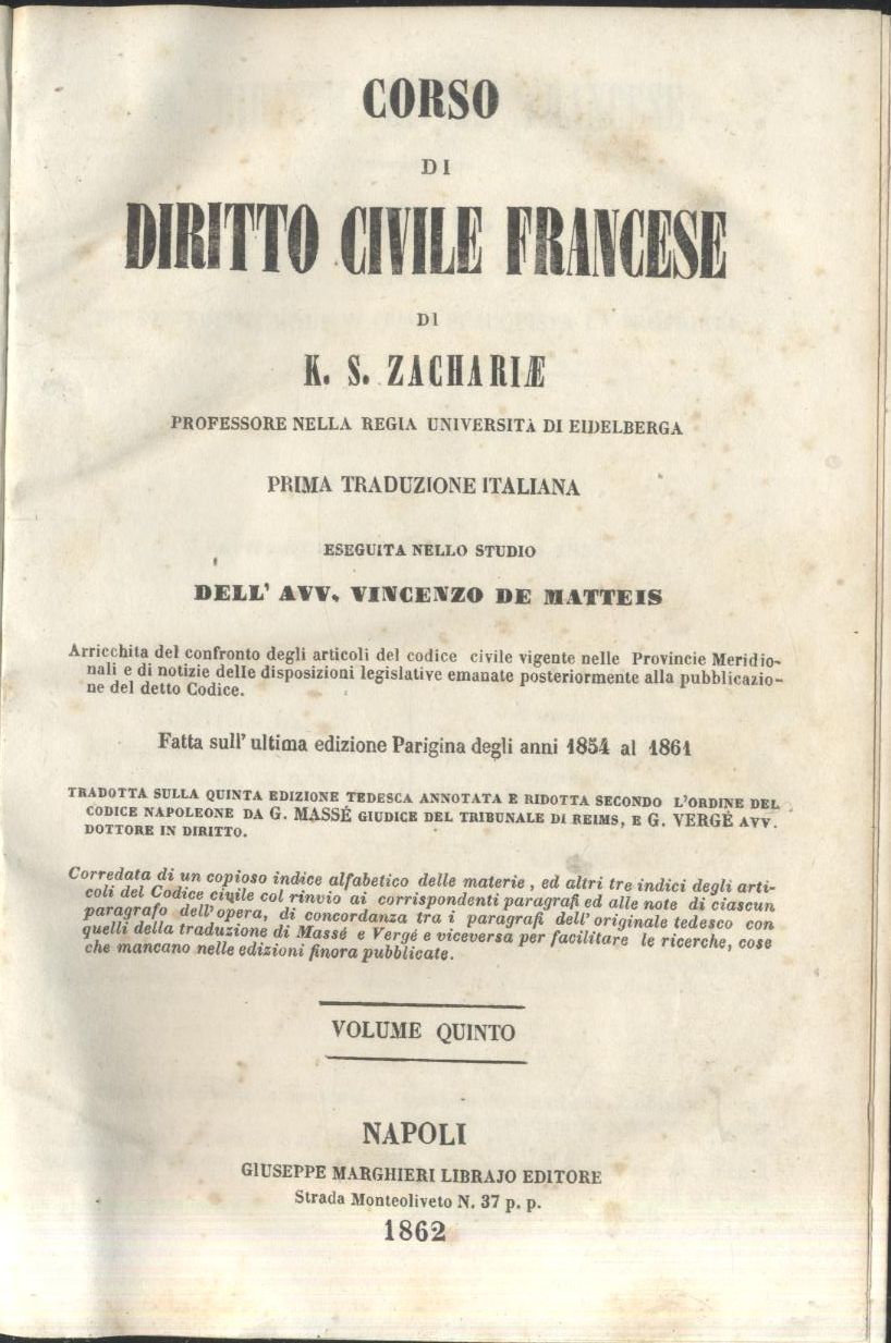 CORSO DI DIRITTO CIVILE FRANCESE di S Z Zachariae Volume …