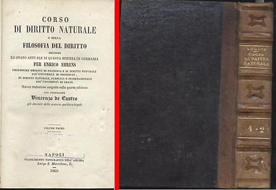 CORSO DI DIRITTO NATURALE di Enrico Ahrens 2 volumi 1860 …