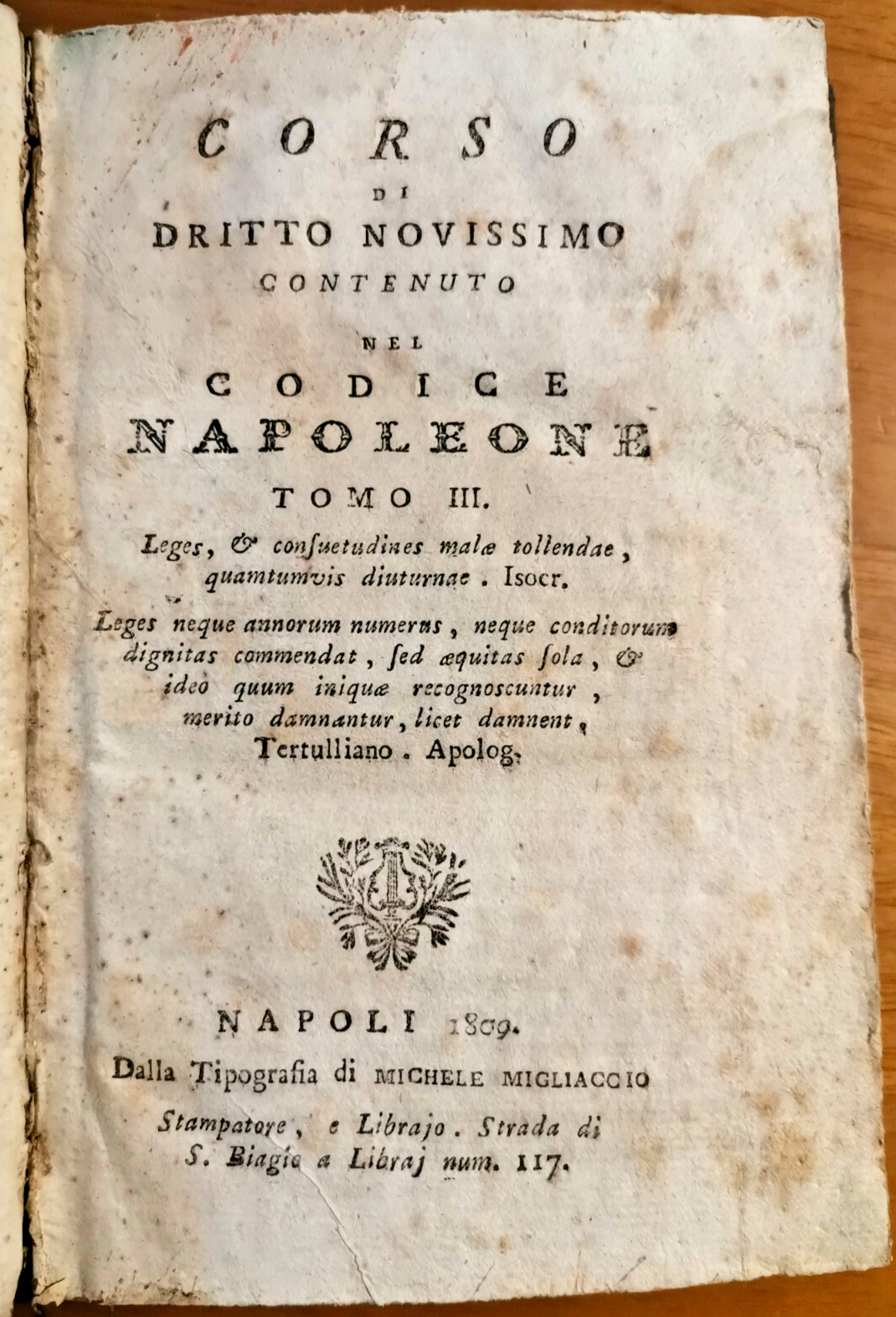 CORSO DI DIRITTO NOVISSIMO CONTENUTO NEL CODICE NAPOLEONE tomo 3 …