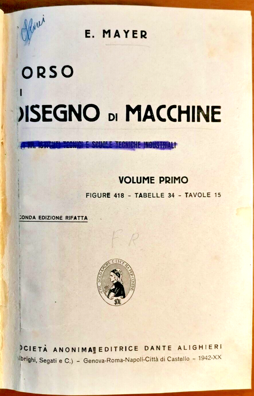 CORSO DI DISEGNO MACCHINE 2 volumi Mayer 1942 Costruttori Disegnatori …