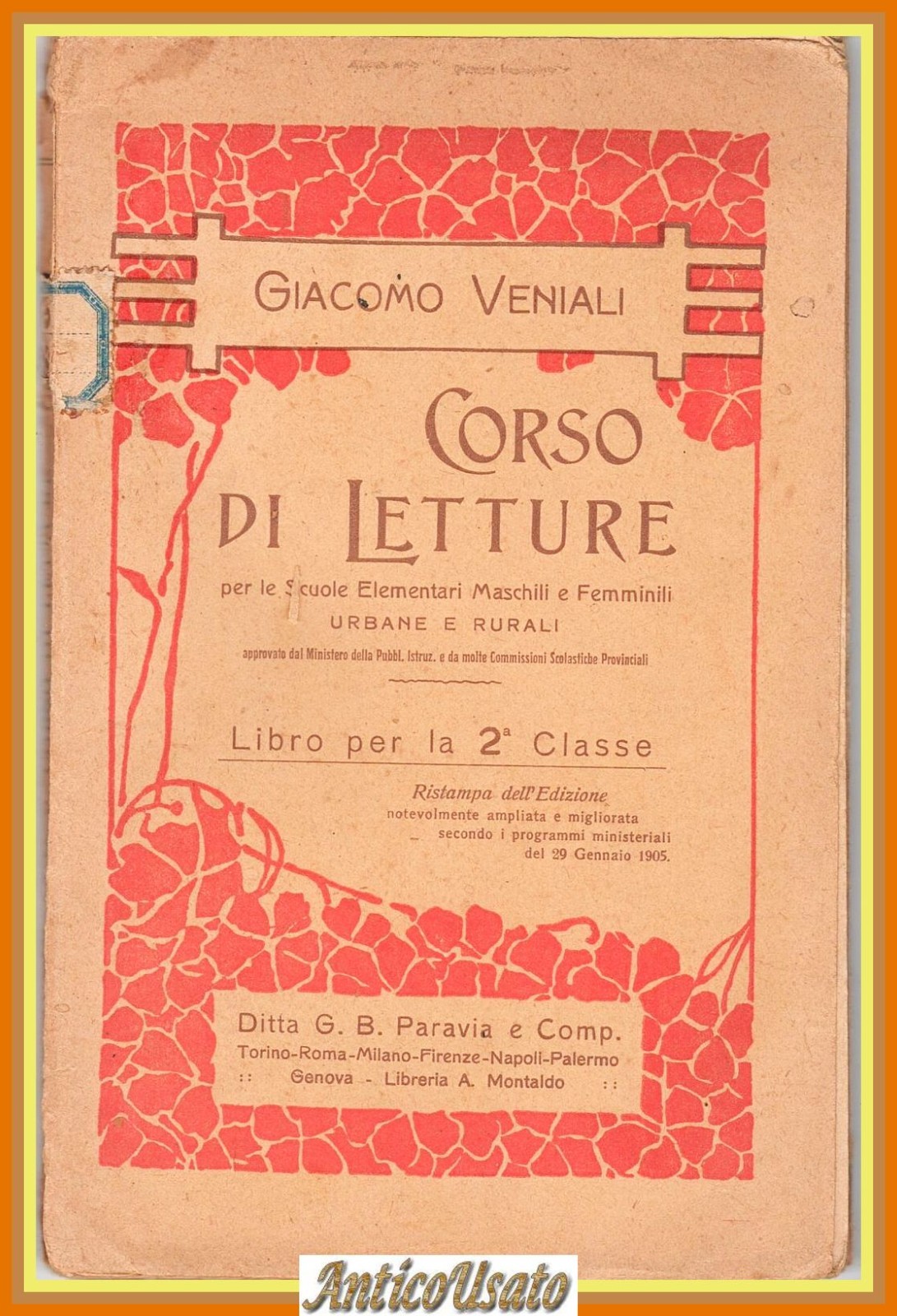 CORSO DI LETTURE Giacomo Veniali scuole elementari rurali 1917 Libro …