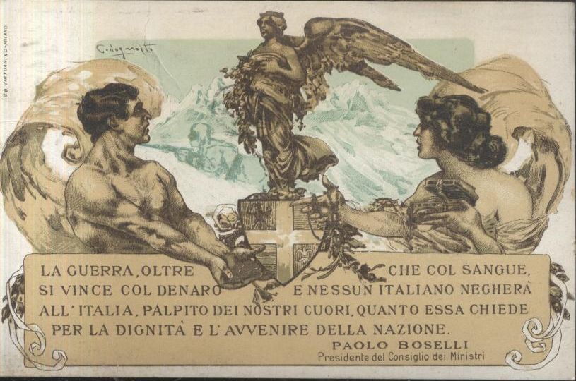 CREDITO ITALIANO cartolina CODOGNATO originale I guerra mondiale 1917 PRESTITO