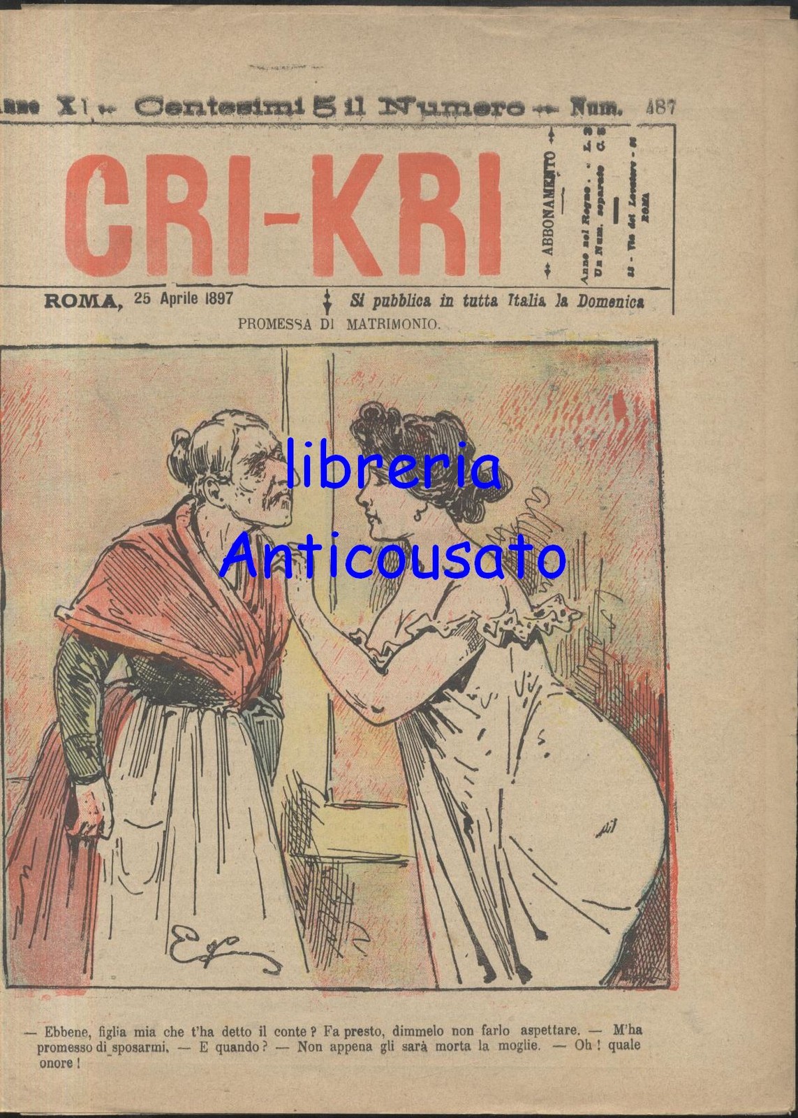 CRI KRI 25 aprile 1897 Giornale Umoristico Antico Illustrato a …