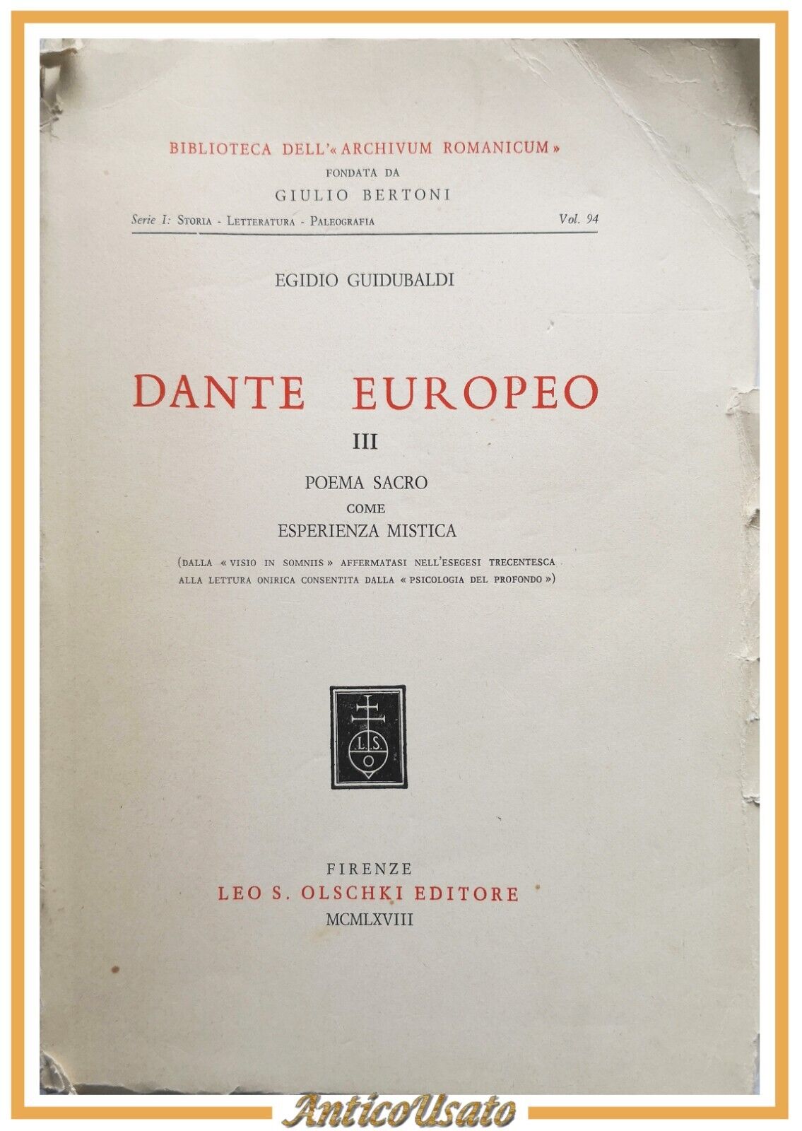 DANTE EUROPEO III poema sacro esperienza di Egidio Guidubaldi 1968 …