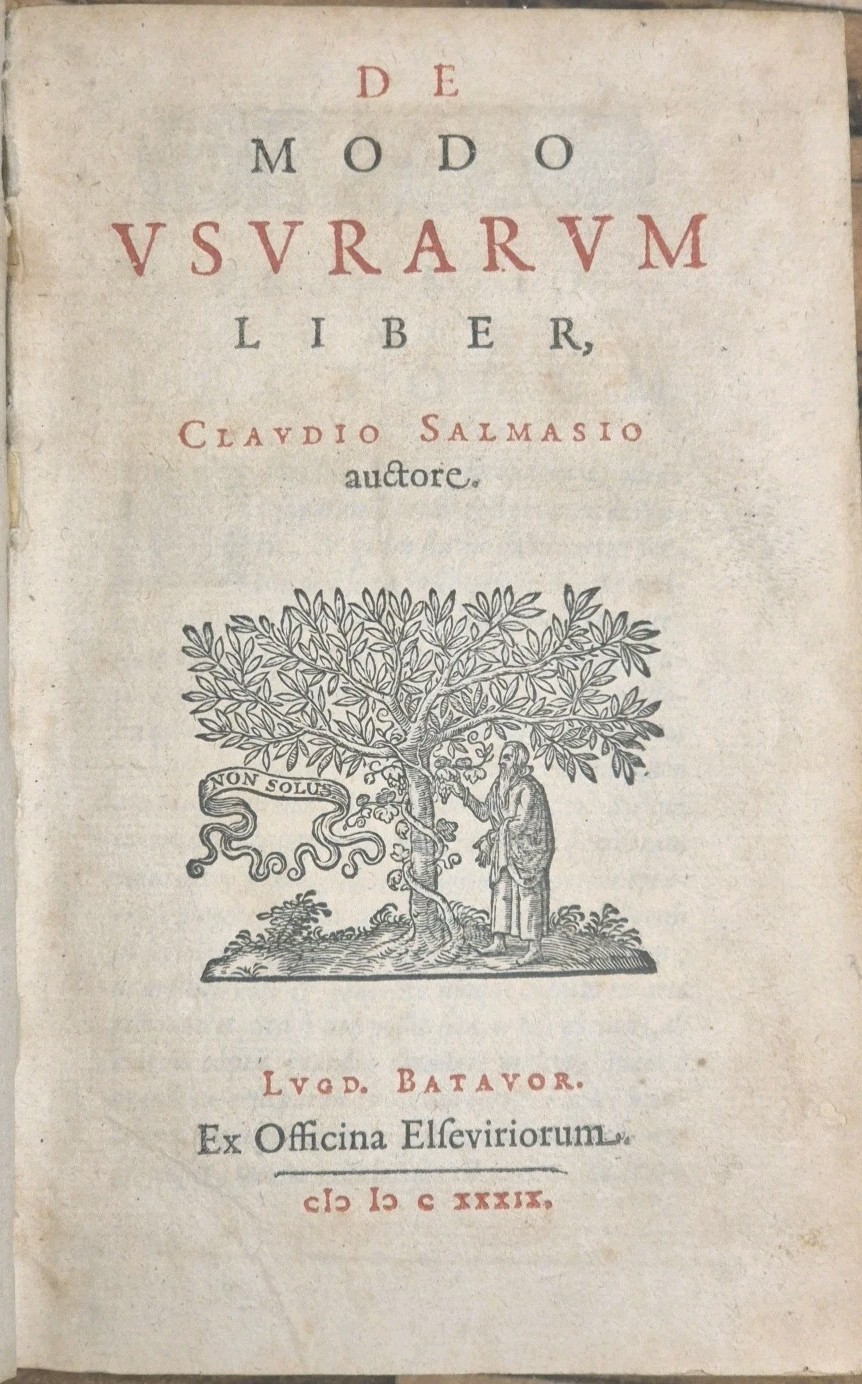 DE MODO USURARUM Liber di Claudio Salmasio 1639 Officina Elsevirorum …