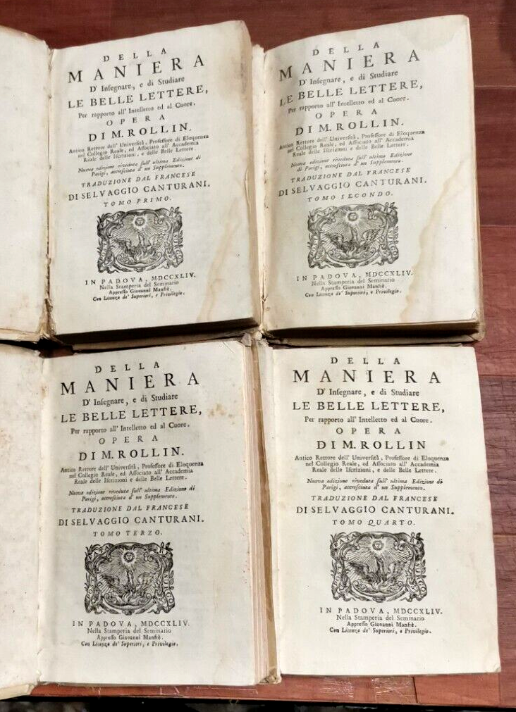 DELLA MANIERA DI INSEGNARE STUDIARE LE BELLE LETTERE Rollin 4 …