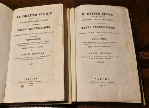 DELLA PRESCRIZIONE di Troplong 2 volumi Masi Napoli 1839 libro …