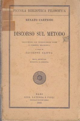 DISCORSO SUL METODO di Renato Cartesio 1935 Laterza libro biblioteca …