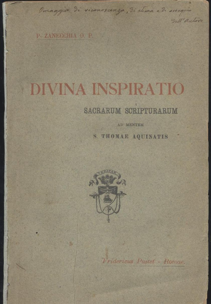 DIVINA INSPIRATIO SACRARUM SCRIPTURARIUM di P. Zanecchia 1898 libro antico …