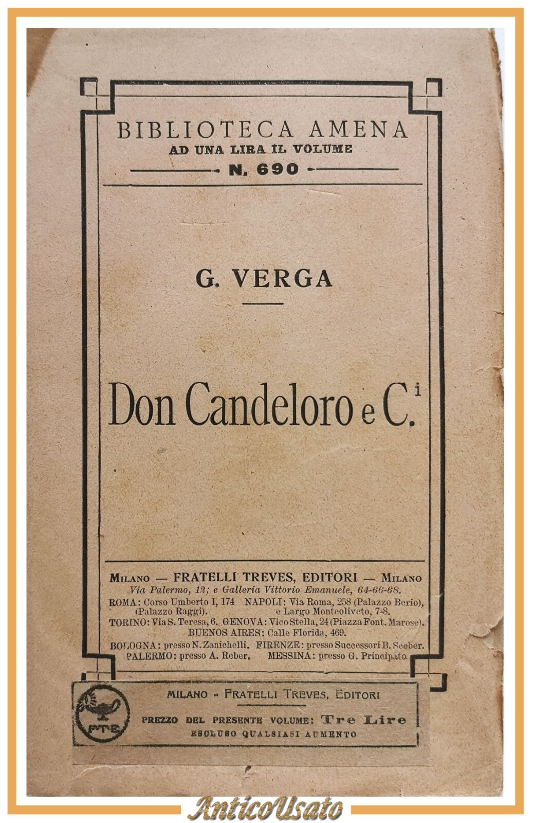 DON CANDELORO E C di Giovanni Verga 1919 Fratelli Treves …