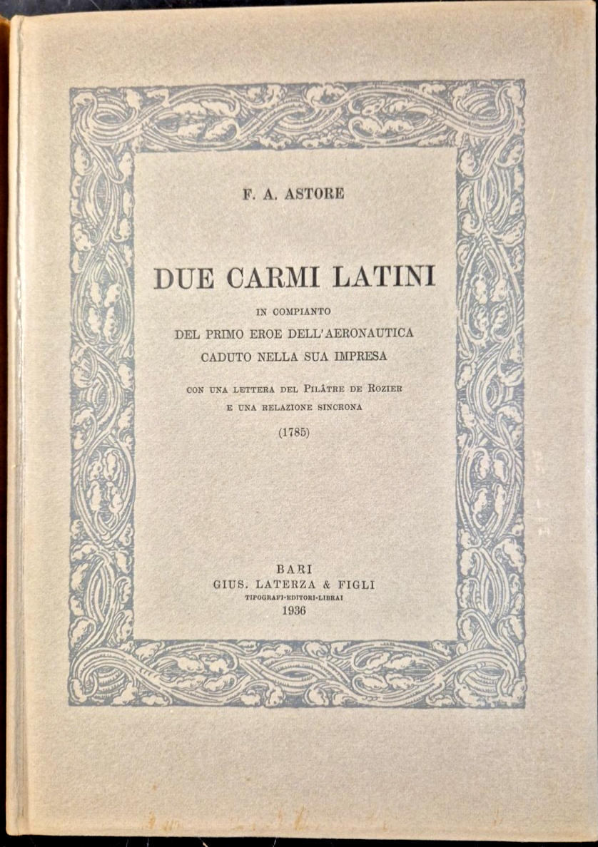 DUE CARMI LATINI di Francesco Astore compianto eroe Aeronautica 1936 …