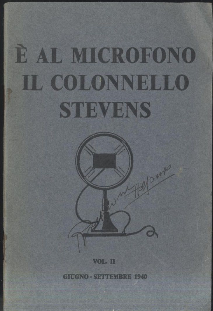 È AL MICROFONO IL COLONNELLO STEVENS Volume 2 settembre 1940 …