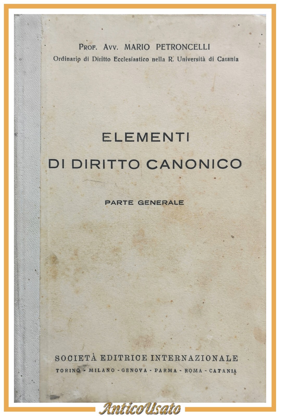ELEMENTI DI DIRITTO CANONICO di Mario Petroncelli 1944 SEI libro …