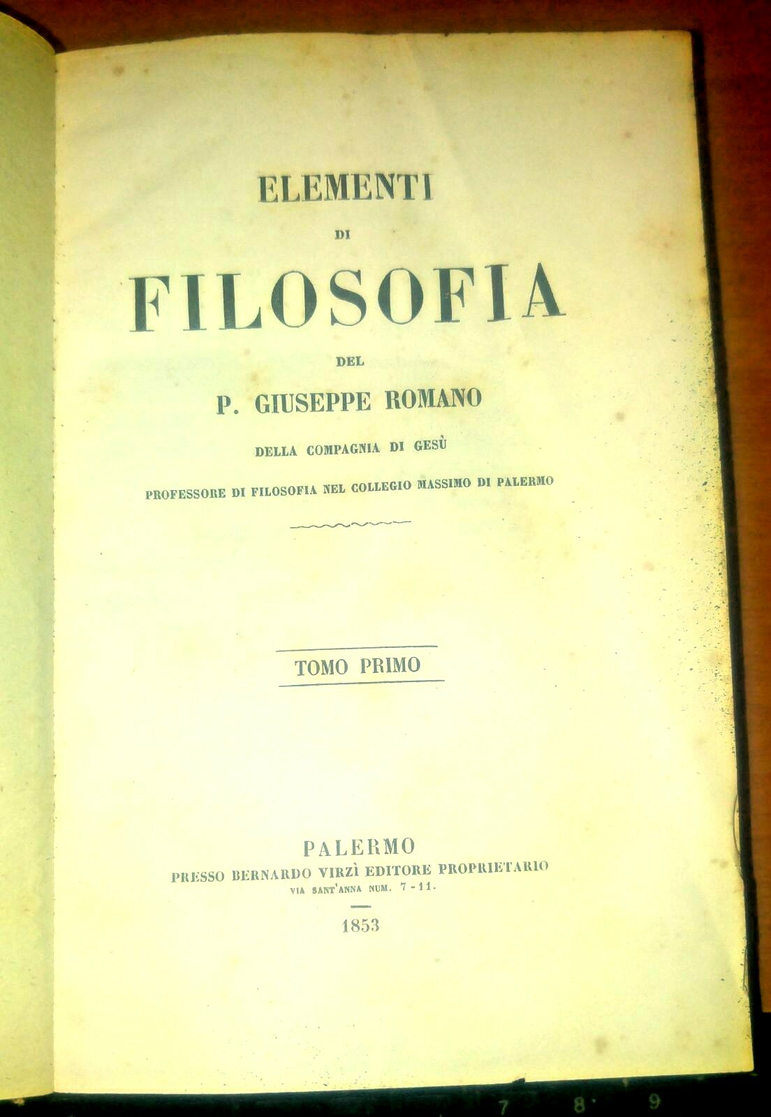 ELEMENTI DI FILOSOFIA opera completa di Giuseppe Romano 1853 Virzì …