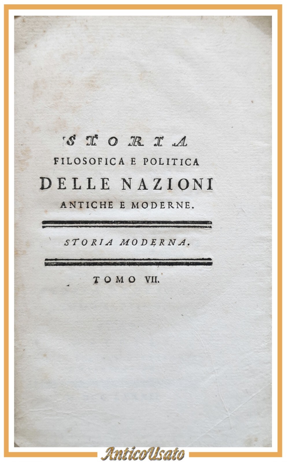 ELEMENTI DI STORIA GENERALE DELL'ABATE MILLOT tomo 7 1782 Libro …