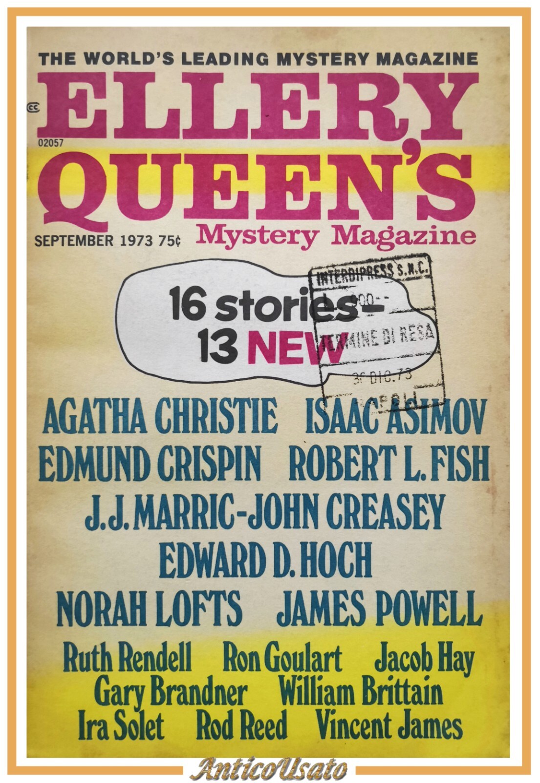 ELLERY QUEEN'S MYSTERY MAGAZINE settembre 1973 Agatha Cristie Isaac Asimov
