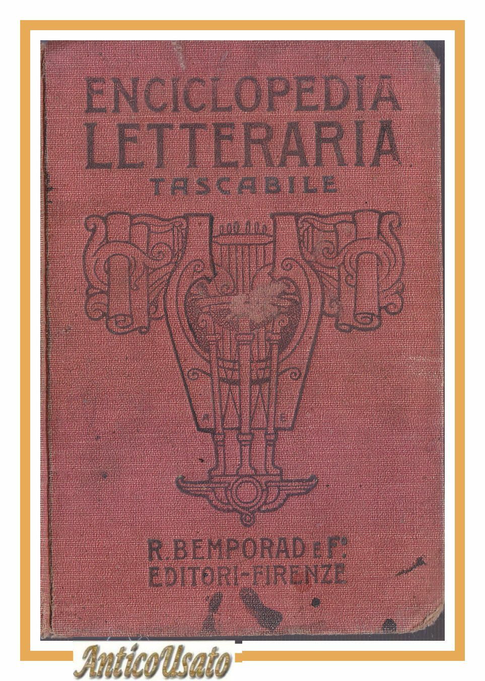 ENCICLOPEDIA LETTERARIA TASCABILE BEMPORAD 1918 libro vintage