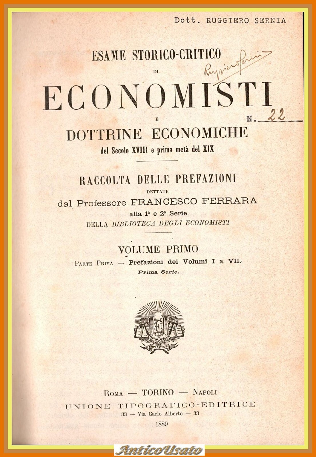 ESAME STORICO CRITICO DI ECONOMISTI Volume 1 parte 1 e …