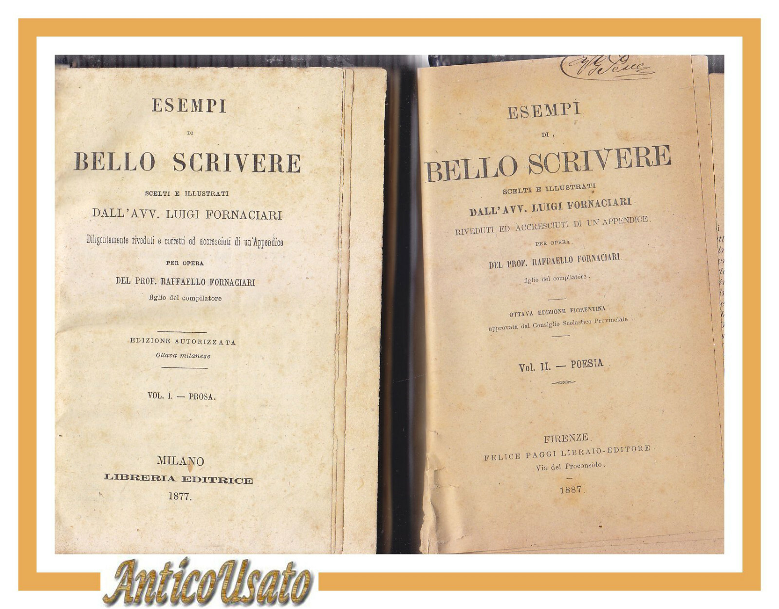 ESEMPI DI BELLO SCRIVERE 2 volum Luigi Fornaciari 1877 libro …