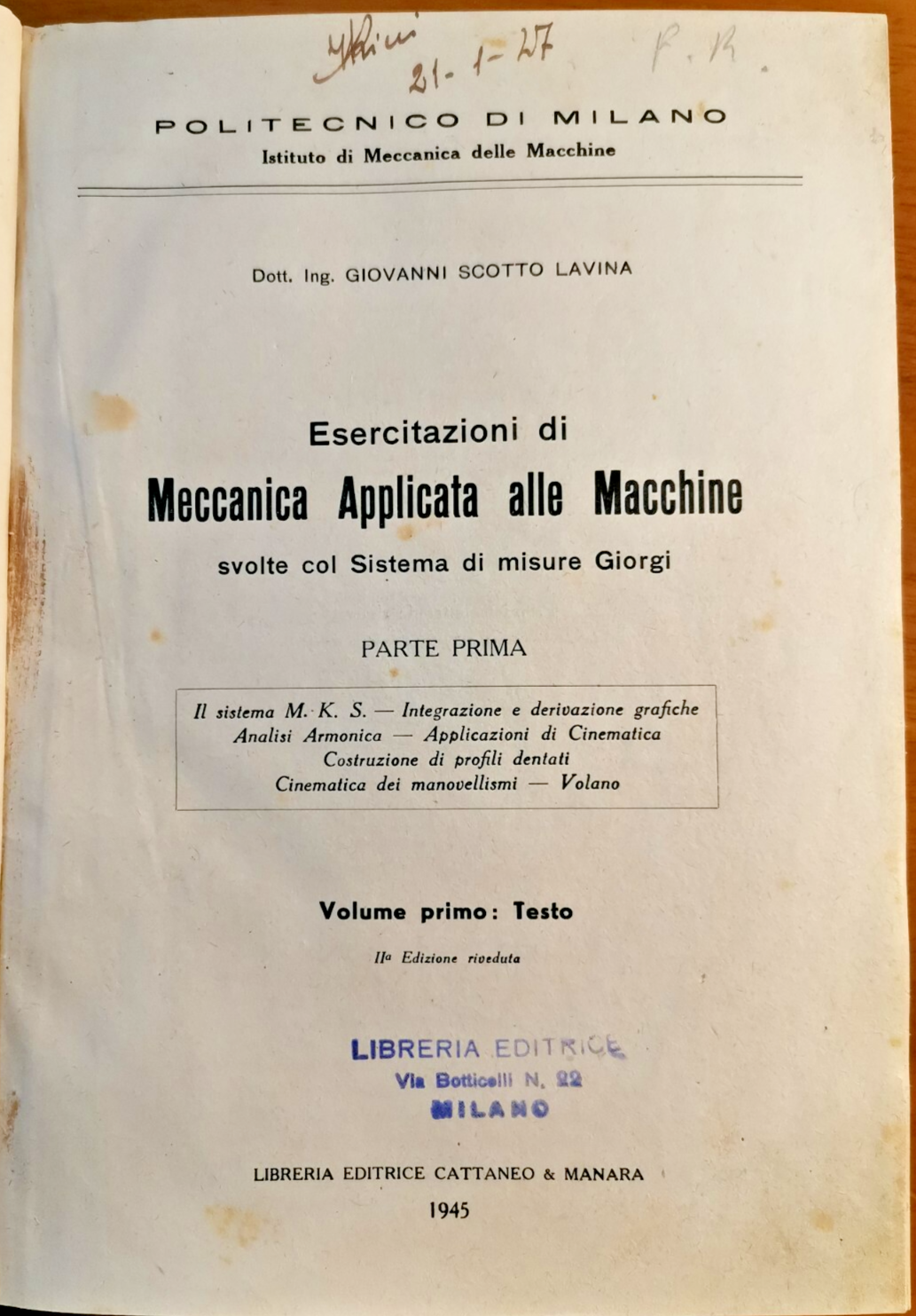 ESERCITAZIONI DI MECCANICA APPLICATA ALLE MACCHINE testo e tavole Scotto …