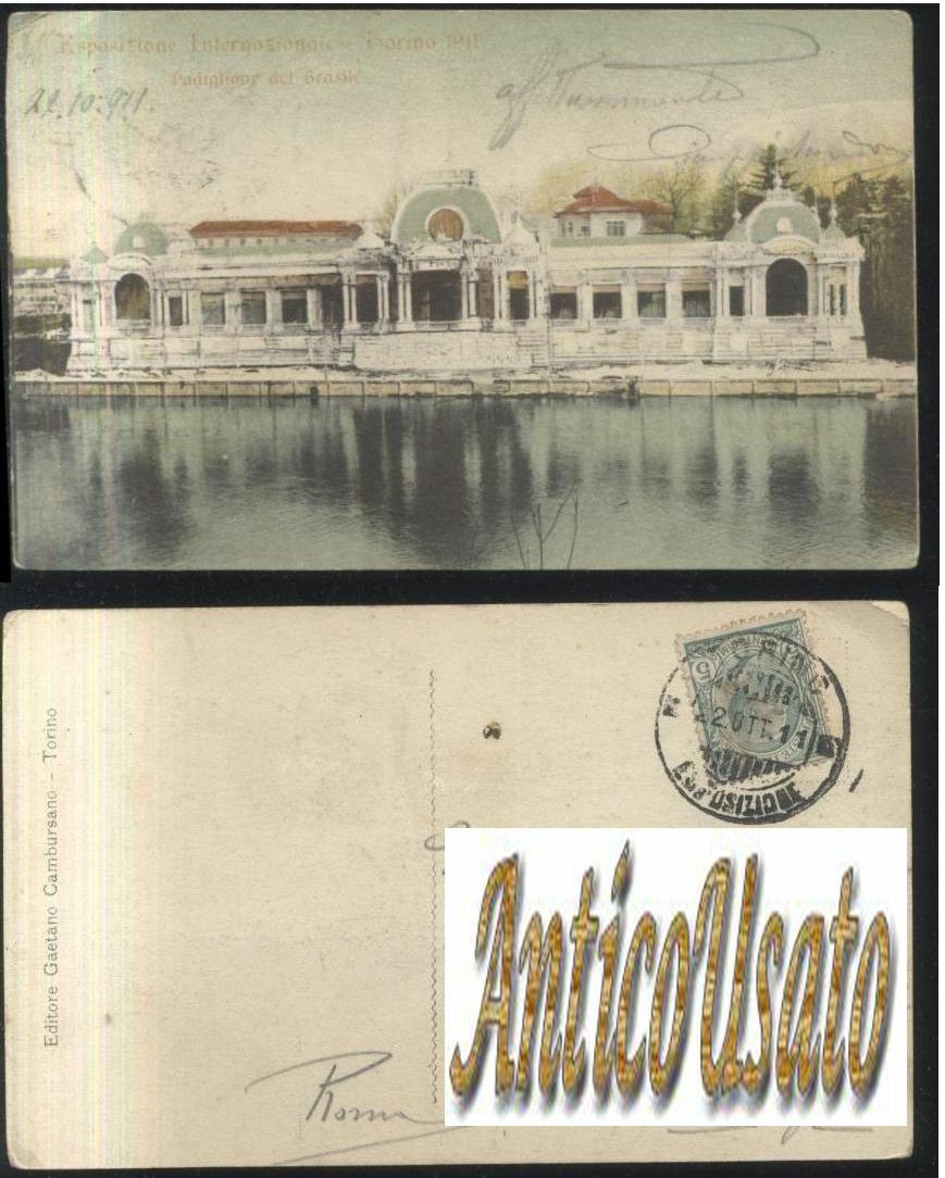 ESPOSIZIONE INTERNAZIONALE DI TORINO Brasile CARTOLINA viaggiata 1911 Vintage