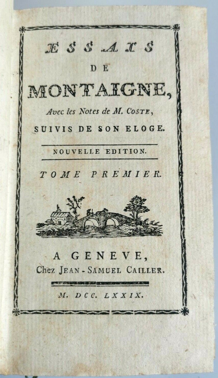 ESSAIS de Montaigne tomo I 1779 Jean Samuel Cailler libro …
