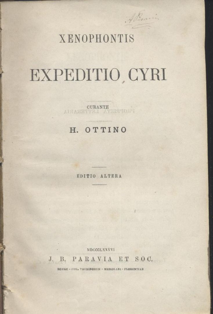EXPEDITIO CIRI di Senofonte 1886 a cura di H. Ottino …