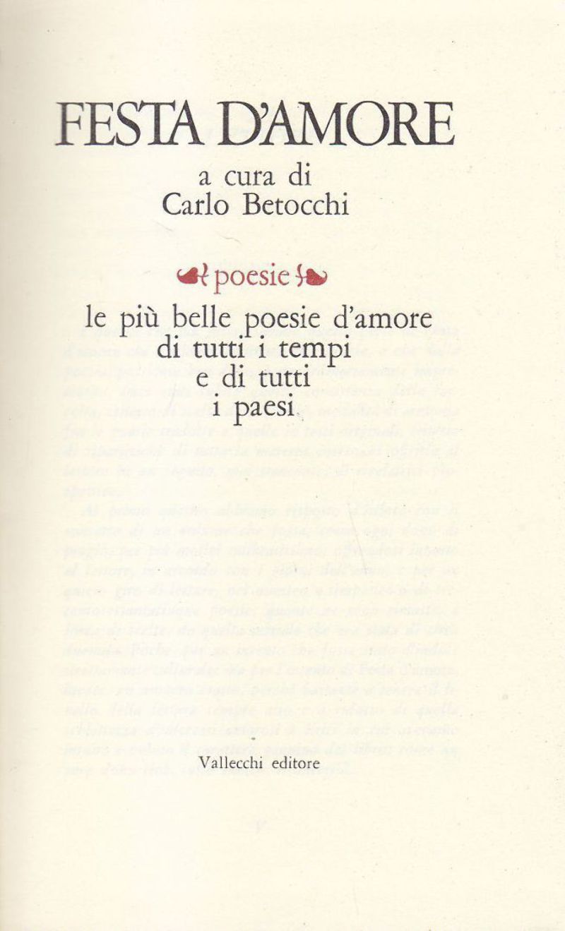 FESTA D'AMORE 2 volumi a cura di Carlo Betocchi 1969 …