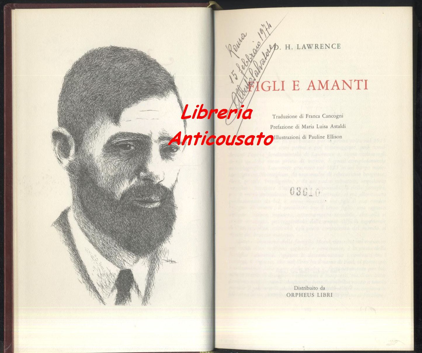 FIGLI E AMANTI di D H Lawrence 1971 Orpheus libro …