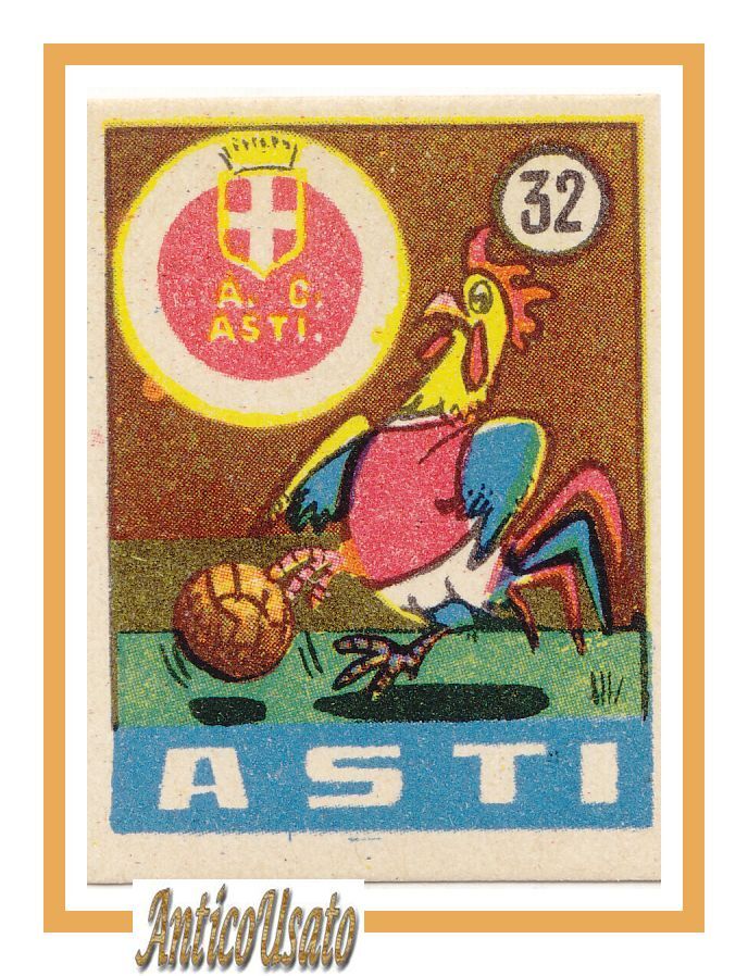 FIGURINA calcio ASTI mascotte scudetto 1949 Originale Mundus o Nannina …