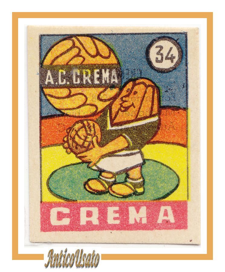 FIGURINA calcio CREMA mascotte scudetto 1949 Originale Mundus o Nannina …