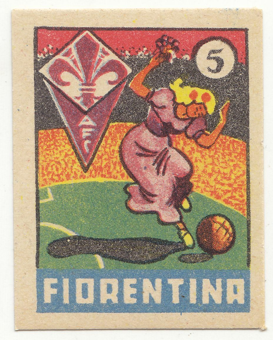 FIGURINA calcio FIORENTINA mascotte scudetto 1949 Originale Mundus o Nannina