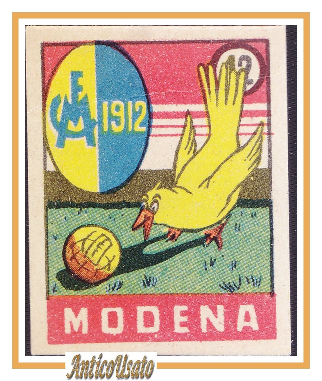 FIGURINA calcio MODENA mascotte scudetto 1949 Originale Mundus o Nannina