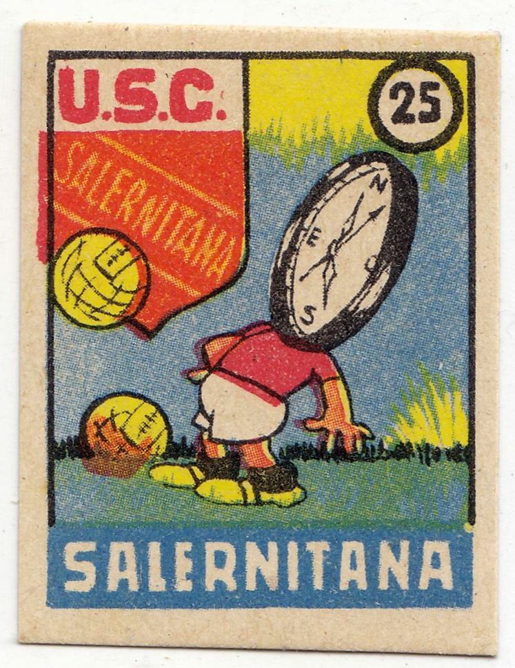 FIGURINA calcio SALERNITANA mascotte scudetto 1949 Originale Nannina vintage