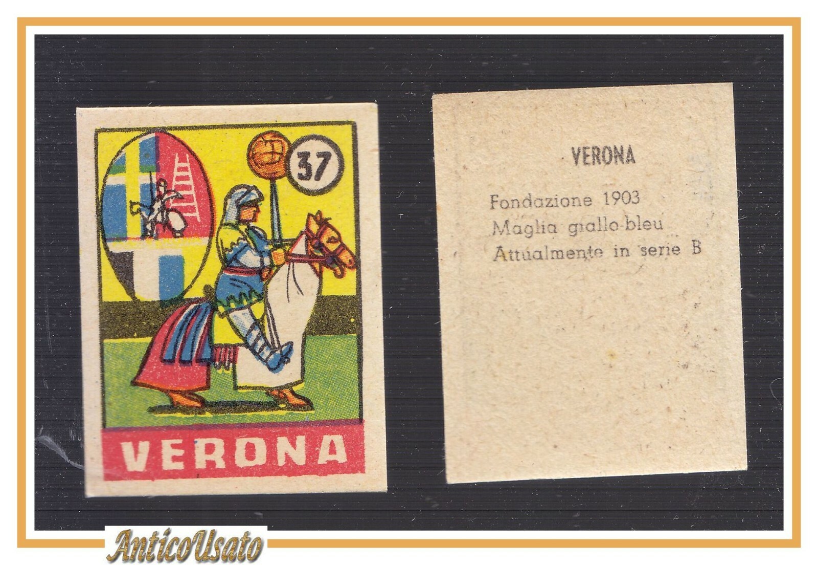 FIGURINA calcio VERONA mascotte scudetto 1949 Originale Nannina vintage d'epoca