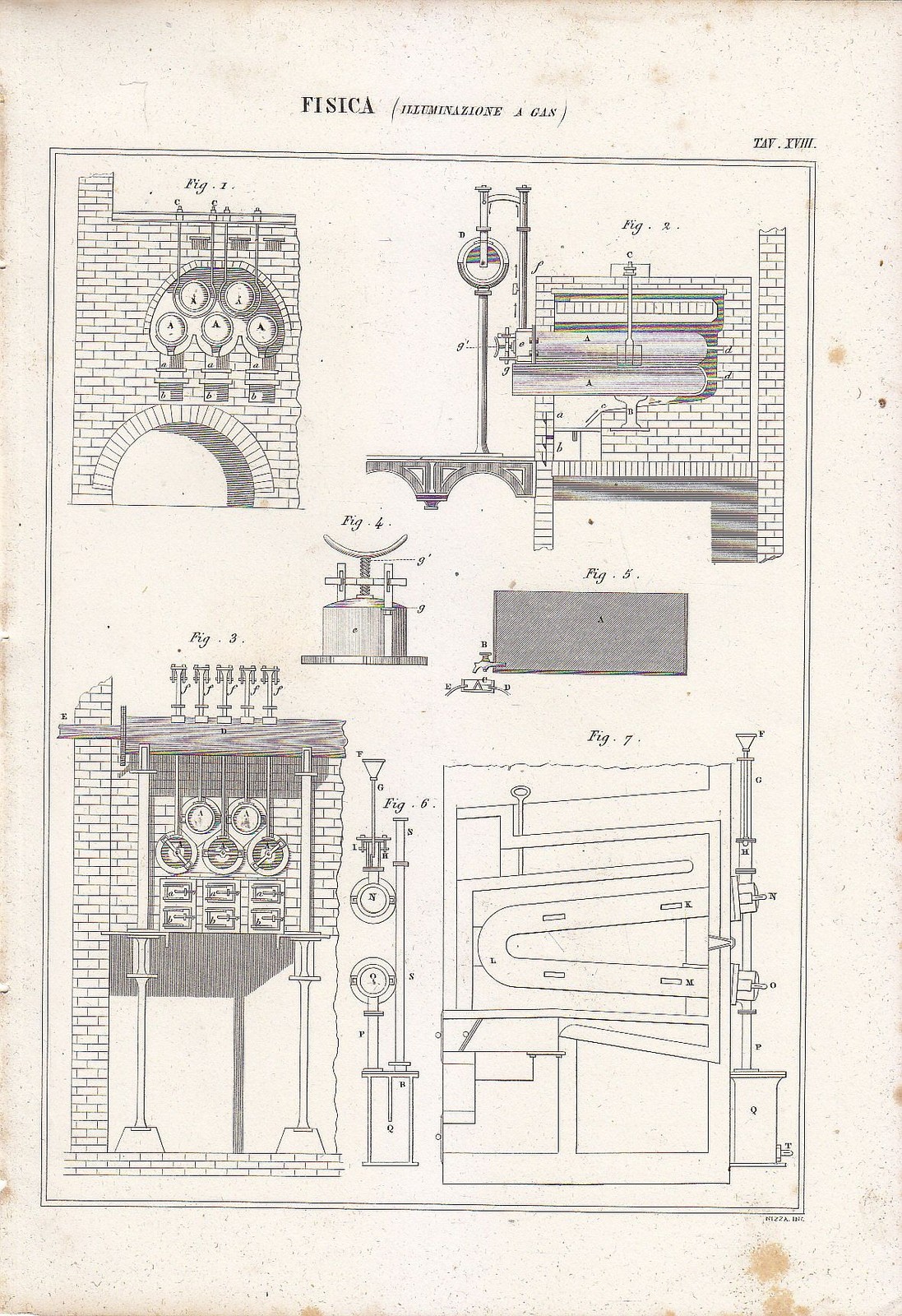FISICA ILLUMINAZIONE A GAS Incisione Stmpa 1866 Tavola Originale Antica …