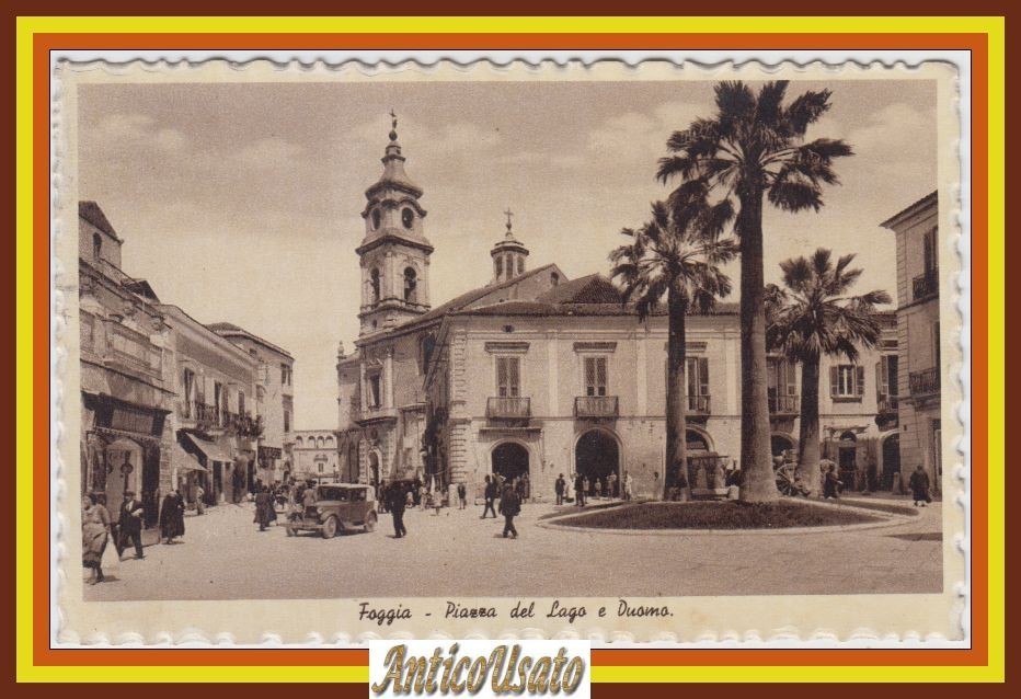 FOGGIA Piazza Del Lago e Duomo Cartolina Viaggiata anni '30 …
