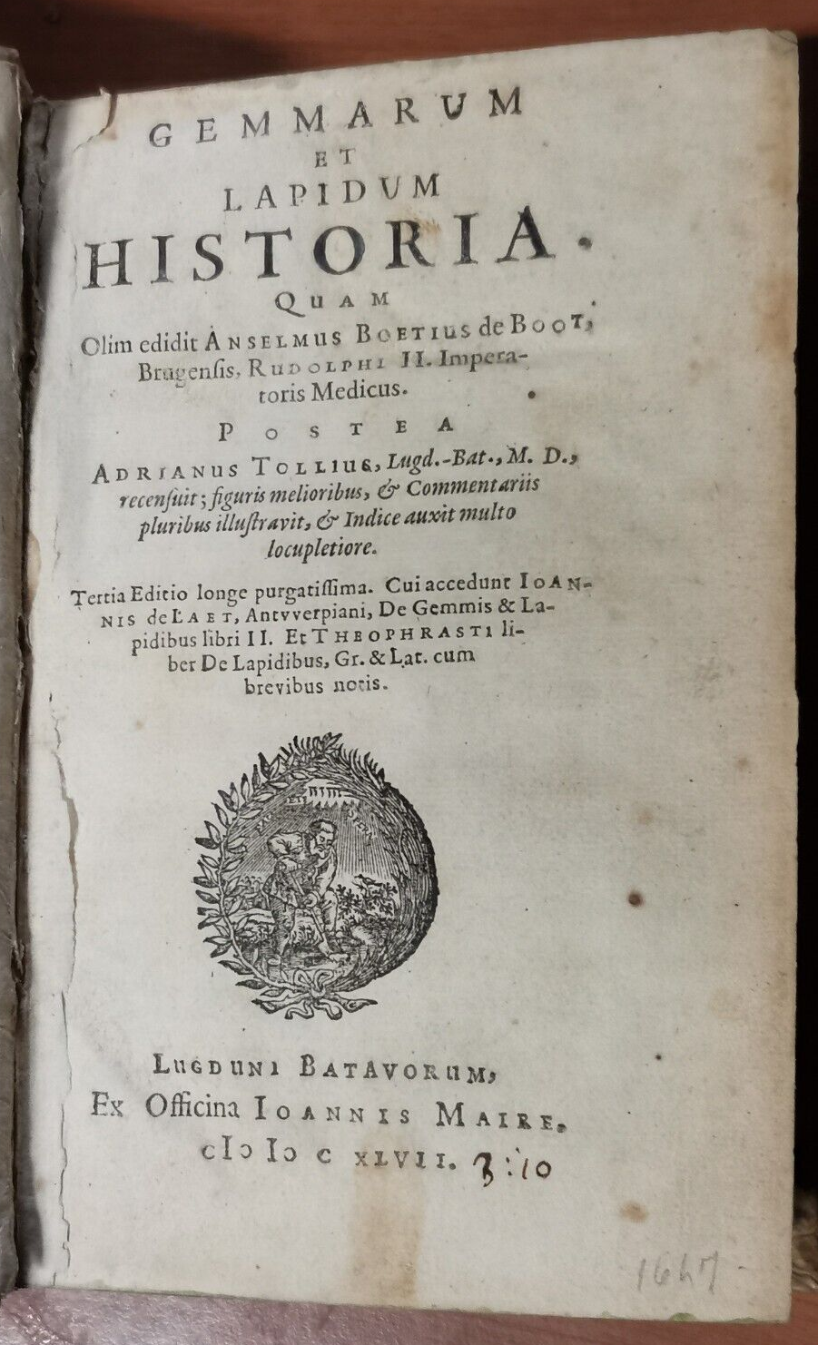 GEMMARUM ET LAPIDUM HISTORIA di Anselmus Boetius De Boot 1647 …