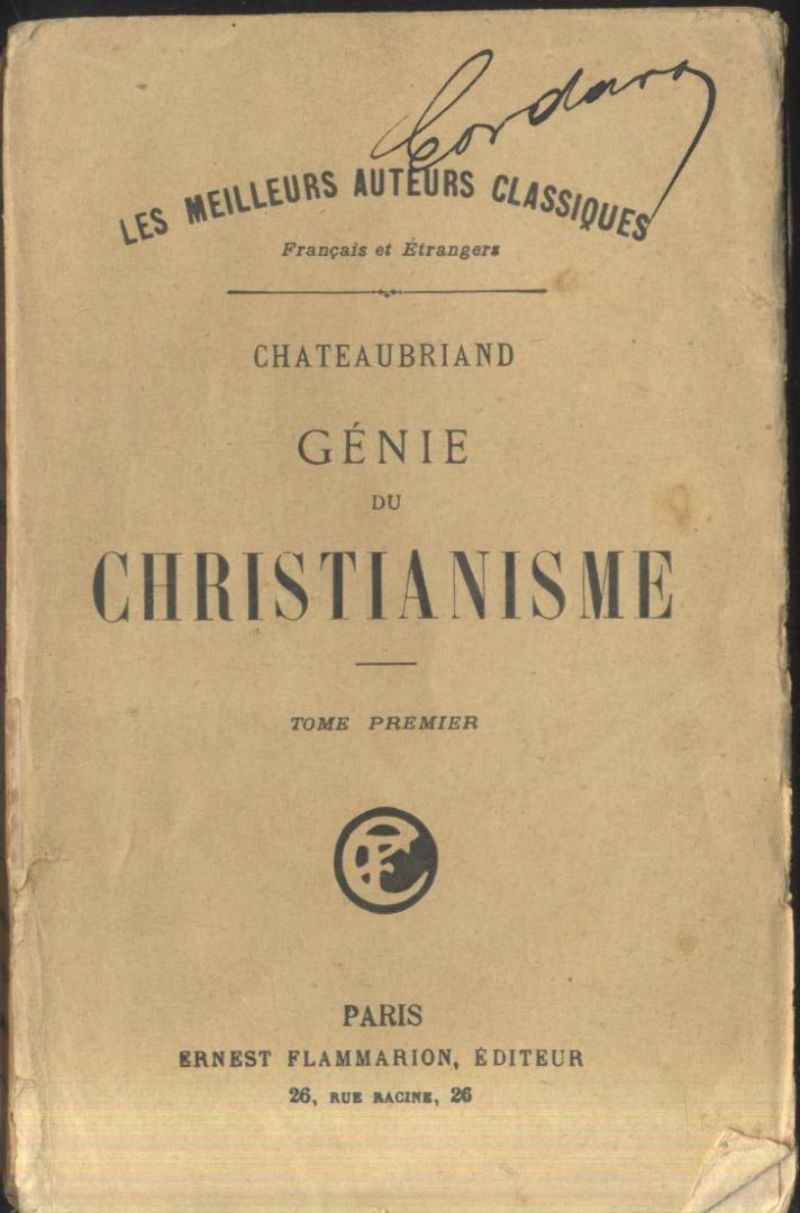 GENIE DU CHRISTIANISME 2 volumi di Chateaubriand -Flammarion '900 libro …