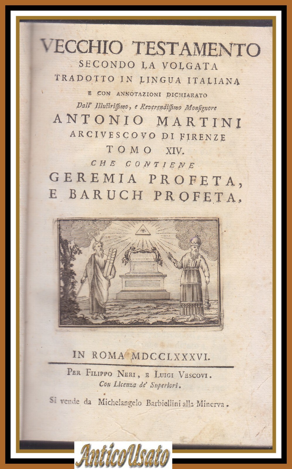 GEREMIA E BARUCH PROFETA 1786 Bibbia antica Monsignor Martini Libro …