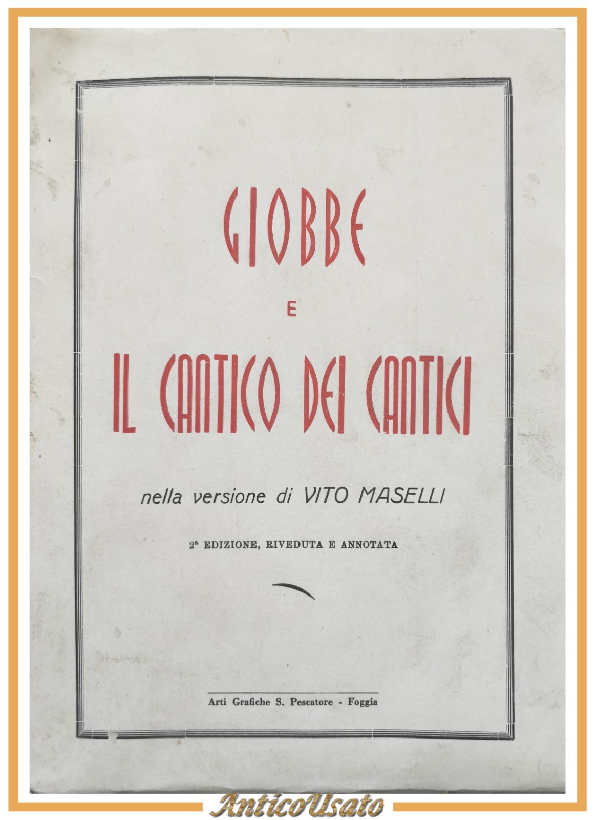GIOBBE E IL CANTICO DEI CANTICI nella versione di Vito …
