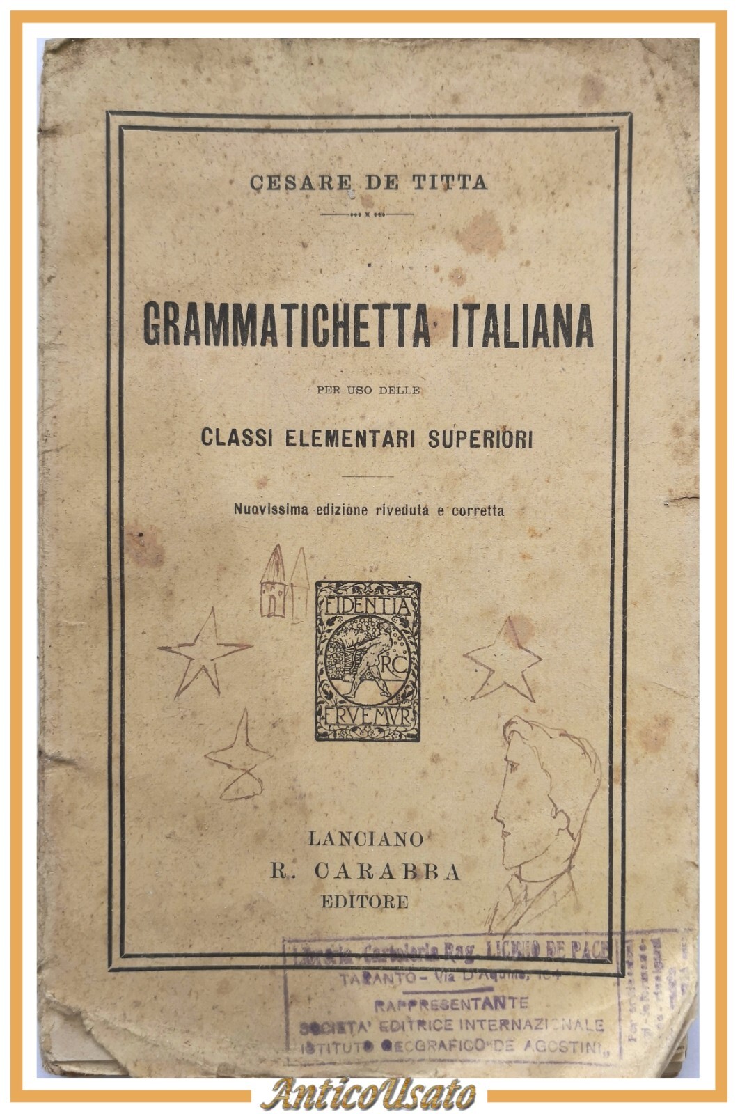 GRAMMATICHETTA ITALIANA per classi elementari Cesare De Titta 1934 Libro …