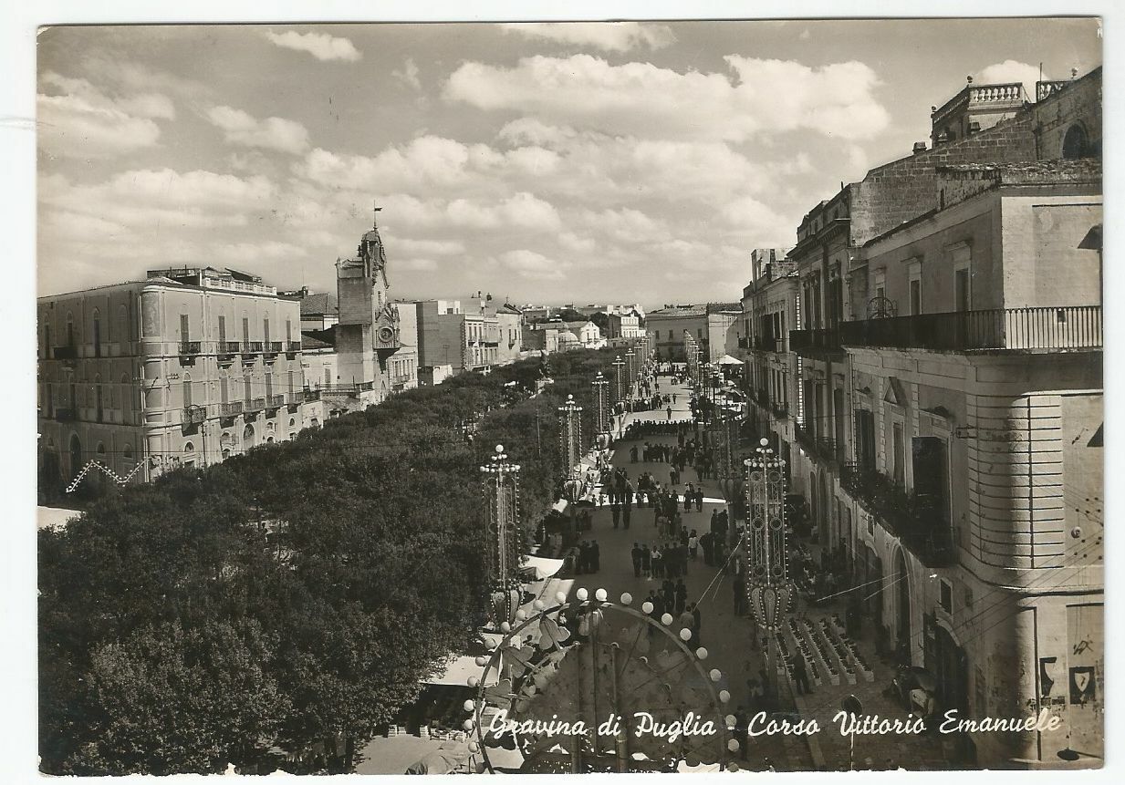 GRAVINA DI PUGLIA Corso Vittorio Emanuele Cartolina viaggiata 1954 Bari …