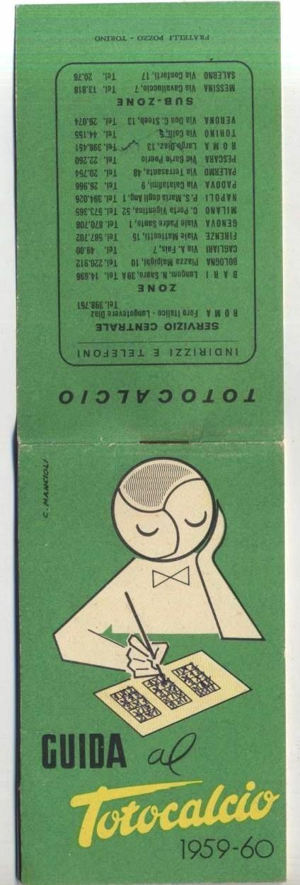 GUIDA AL TOTOCALCIO 1959 1960 fratelli Pozzo editori libro piccolo …