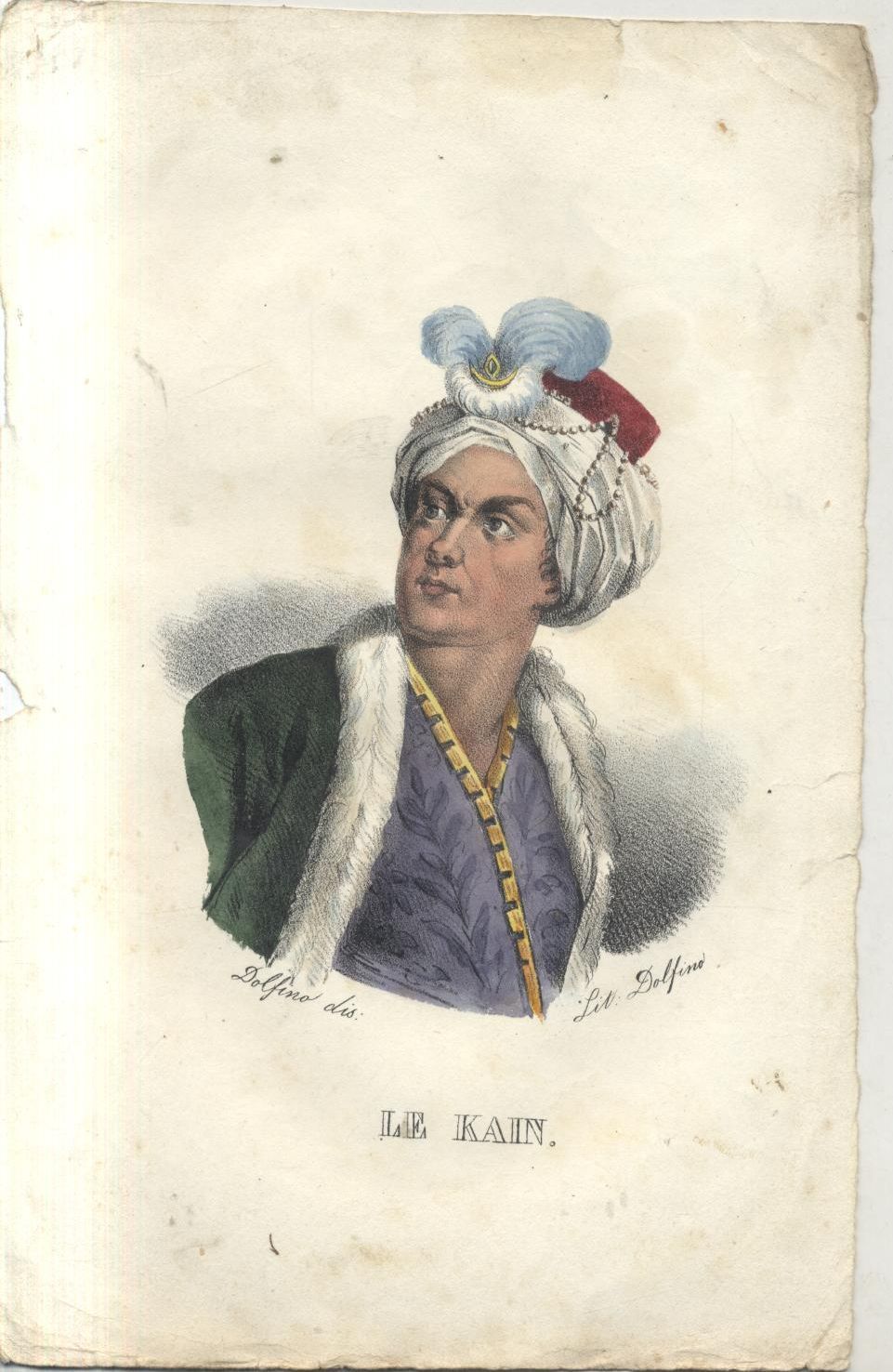 HENRI LOUIS LE KAIN litografia DOLFINO acquerello metà 800 Antica …